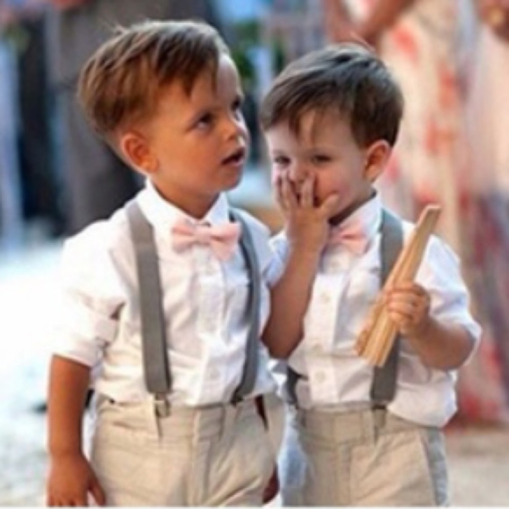 GREY BOYS SUSPENDER & BOW TIE SET -  *NEW*